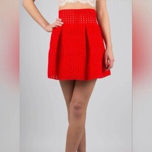 Lucy Wang Red A-Line High Waisted Bubble Skirt